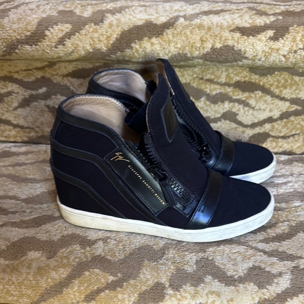 Giuseppe Zanotti Black High-Top Sneakers with Hidden Wedge
